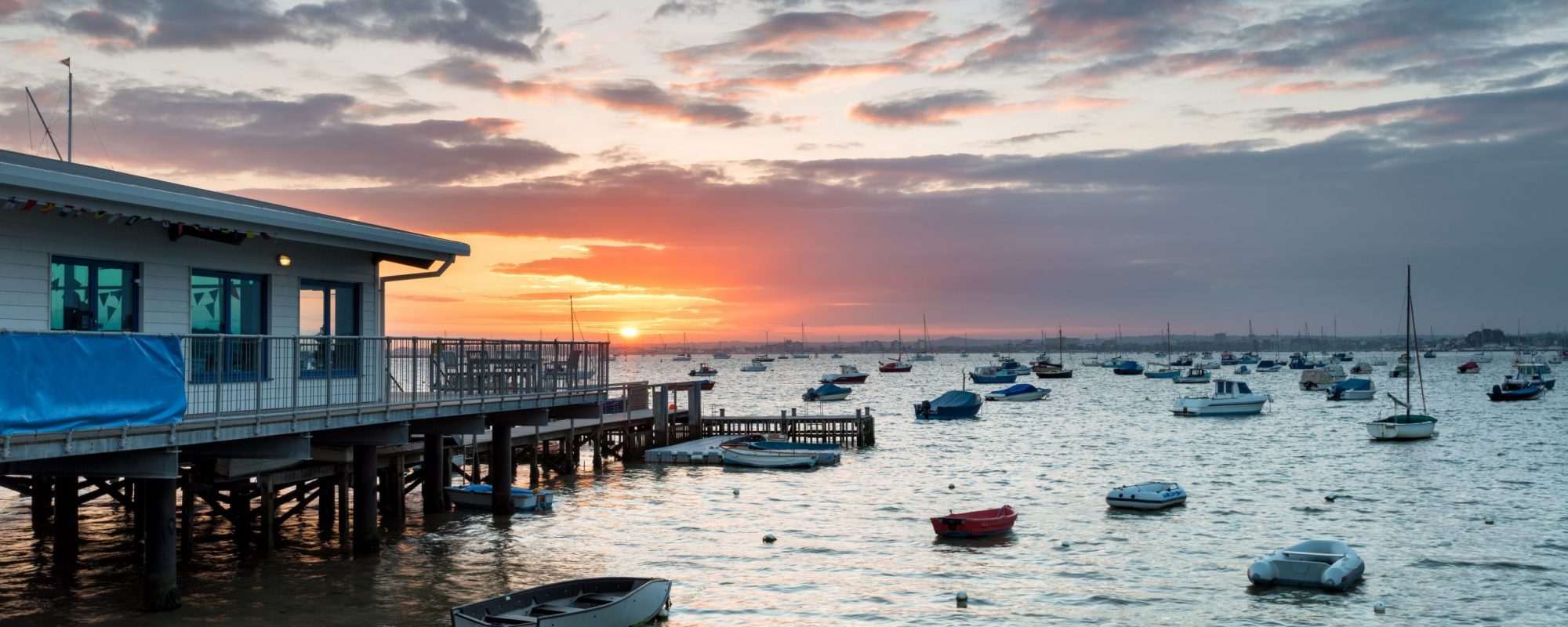 Boats at Sandbanks on Poole Harbour in Dorset