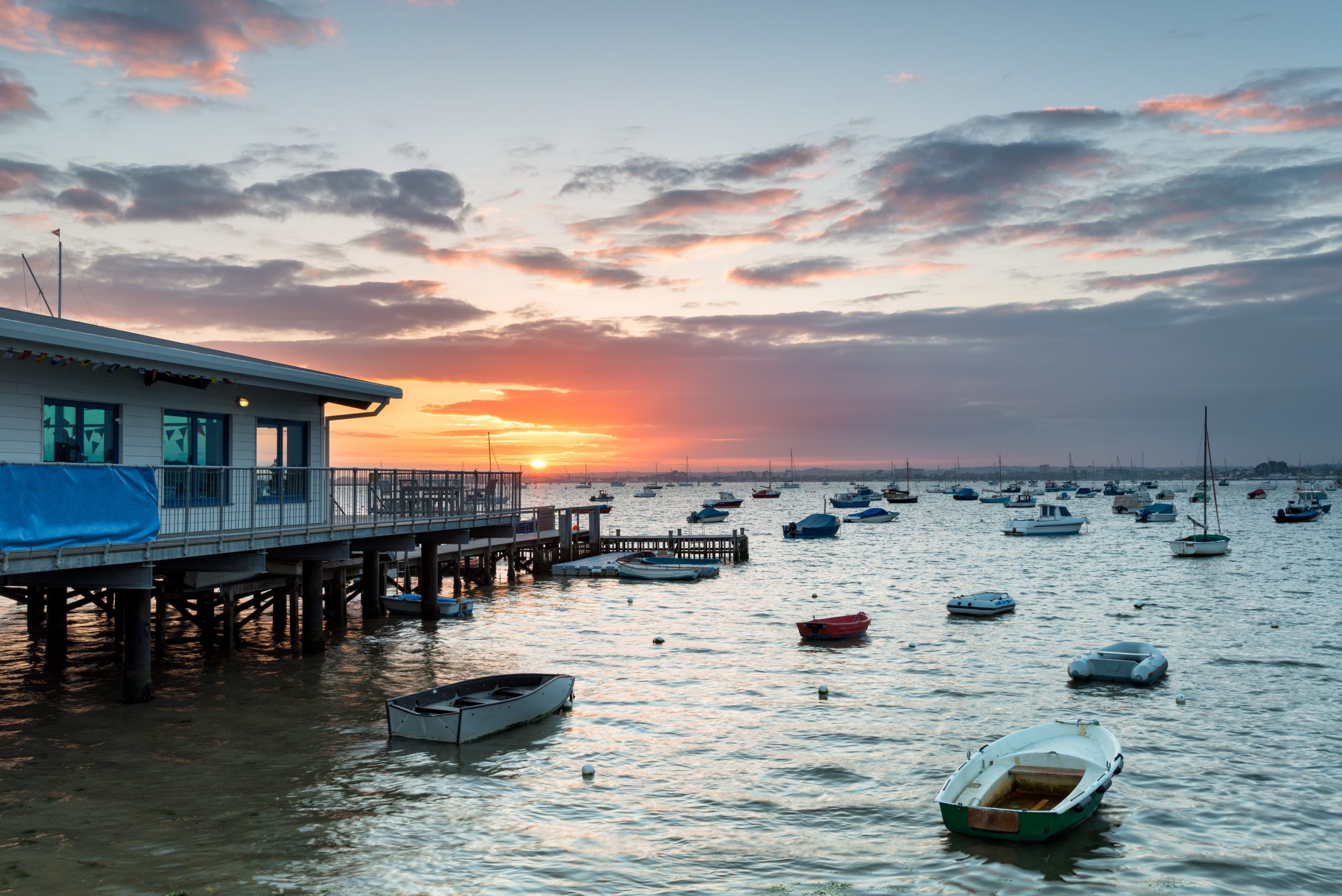Boats at Sandbanks on Poole Harbour in Dorset